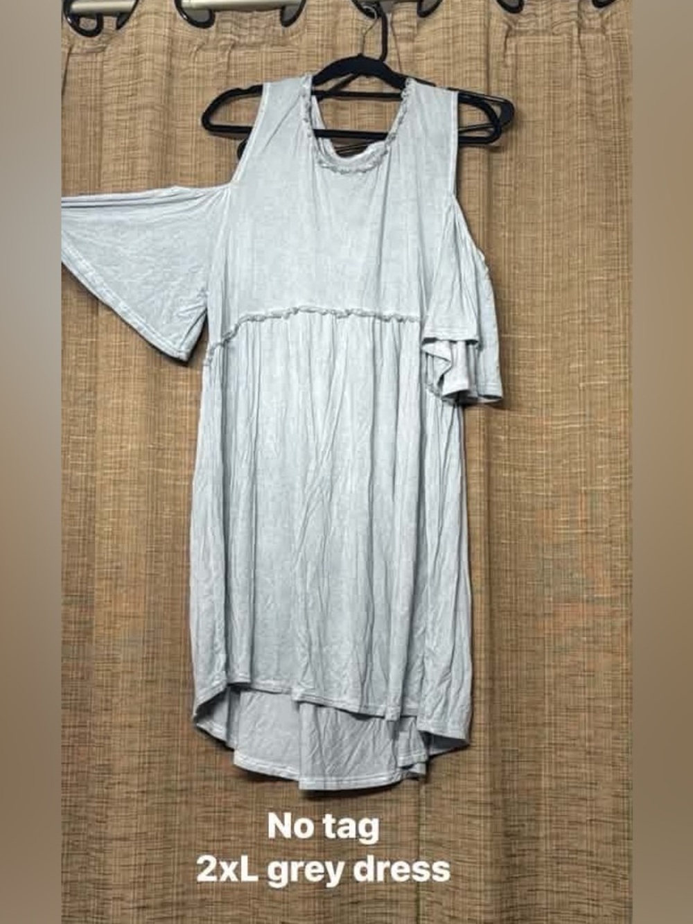 Light Gray Cold-Shoulder Babydoll Tunic Dress